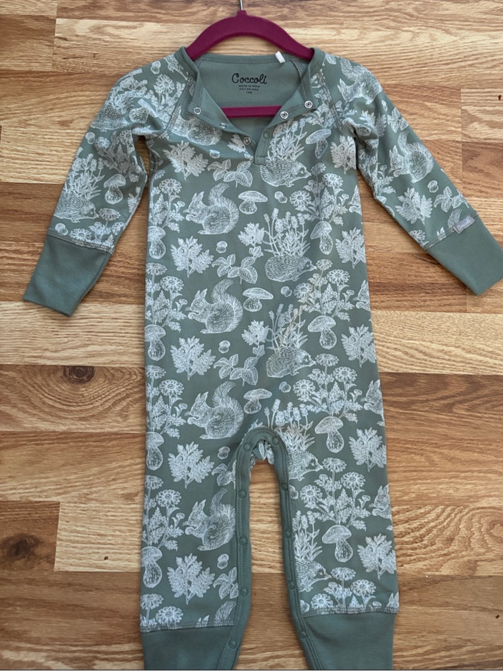 Coccoli Sage Green Woodland Print Footie